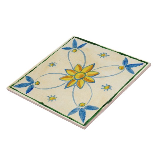 Grote keramische tegel in Siciliaanse stijl "Pink" Tegeltje (Zijkant)