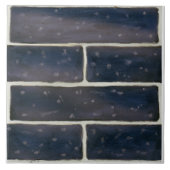 Grote keramische tegel met middernacht blauw faux- tegeltje (Voorkant)