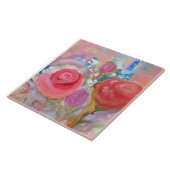 Grote keramische Tegel, prachtige originele bloeme Tegeltje (Zijkant)