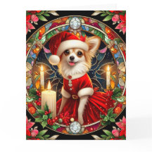 Grote Kerst Kaart Chihuahua in Santa Dress