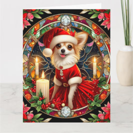 Grote Kerst Kaart Chihuahua in Santa Dress