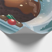 Grote kerst pudding onder glazen koepel cadeaupapier (Hoek)