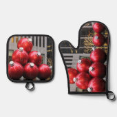 Grote kerstbal Ornamenten in NYC Ovenwant & Pannenlap Set (Voorkant)