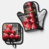 Grote kerstbal Ornamenten in NYC Ovenwant & Pannenlap Set (Voorkant / Achterkant)