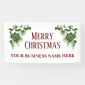 Grote kerstbanner met sneeuw bedekte pinecones spandoek (Horizontaal)