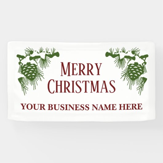 Grote kerstbanner met sneeuw bedekte pinecones spandoek (Horizontaal)