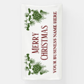 Grote kerstbanner met sneeuw bedekte pinecones spandoek (Verticaal)