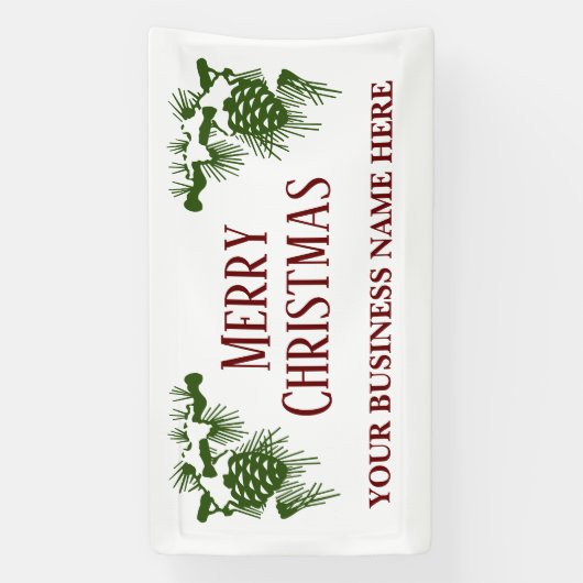 Grote kerstbanner met sneeuw bedekte pinecones spandoek (Verticaal)