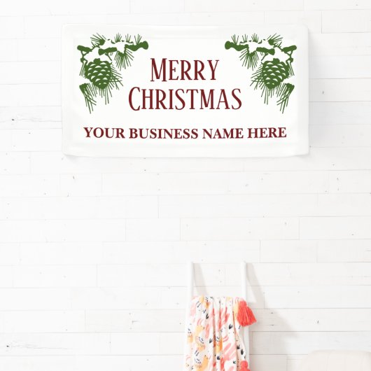 Grote kerstbanner met sneeuw bedekte pinecones spandoek (Insitu)