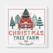 Grote kerstboom Boerderij  vrachtwagen Magneet (Voorkant)