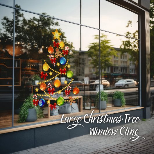 Grote kerstboomruitjes raamsticker