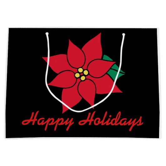Grote kerstcadeautas met cadeautjes in Poinsettia Groot Cadeauzakje (Voorkant)