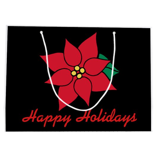 Grote kerstcadeautas met cadeautjes in Poinsettia Groot Cadeauzakje (Achterkant)