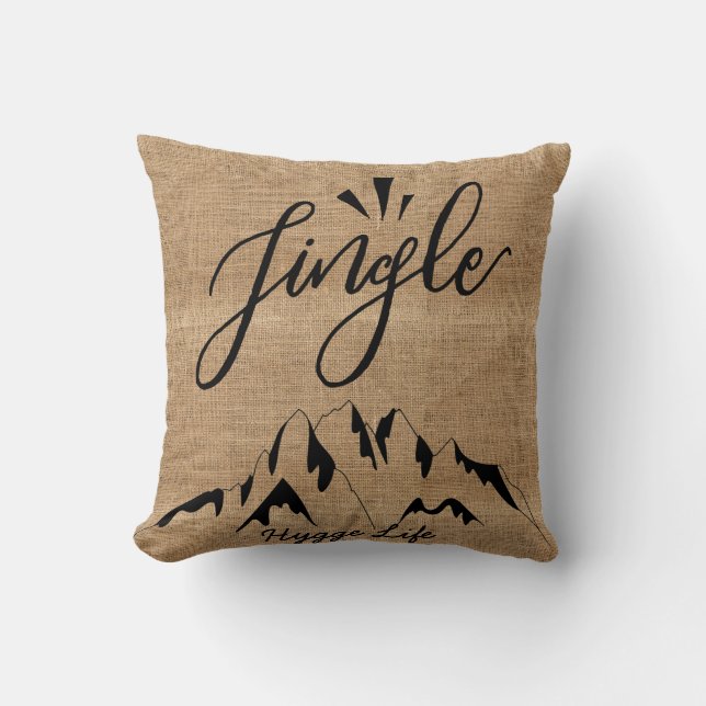 Grote Kerstdecoratie - Jingle Mountains Burlap Lk Kussen (Voorkant)