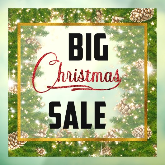 Grote kerstfeestdag verkoop Pinecone Window Cling Raamsticker (Vel 3)