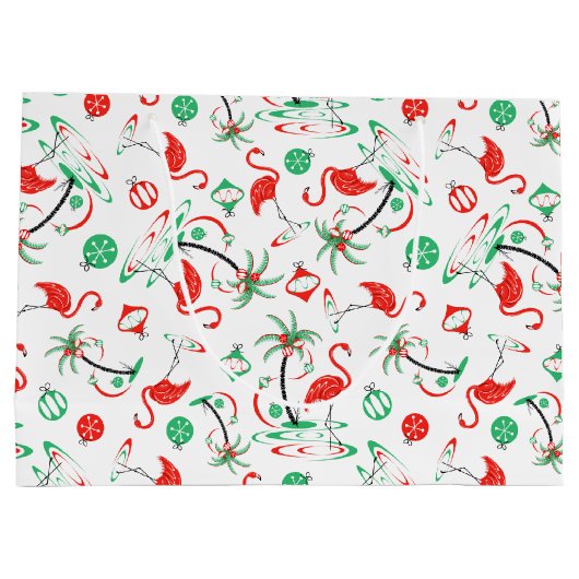 Grote kerstflamingo cadeautas rood (Achterkant)