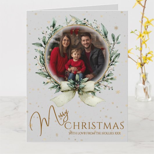 Grote kerstfotokaart gevouwen Wenskaart Kaart (Gele Bloem)