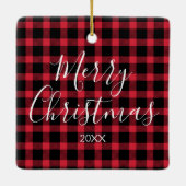 Grote kerstfoto's Red Buffalo Pset Keramisch Ornament (Achterkant)