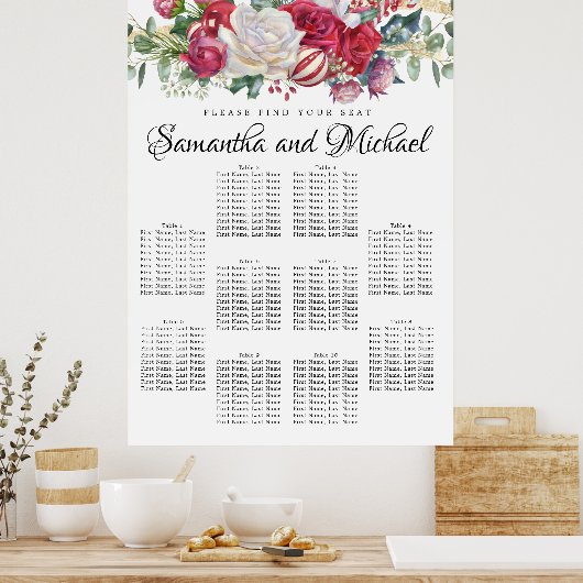 Grote kerstgroen 10-tafelzitjes poster (Keuken)