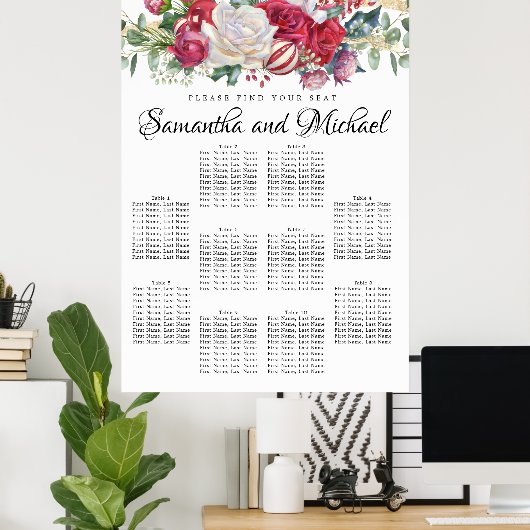 Grote kerstgroen 10-tafelzitjes poster (Thuiskantoor)