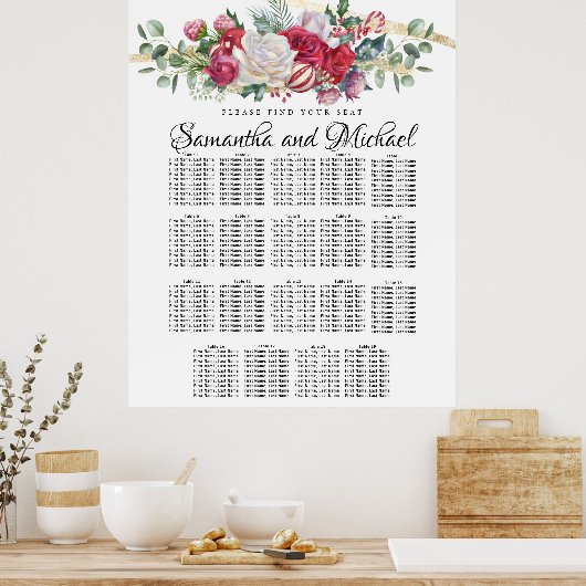 Grote kerstgroen 19-tafelzitjes poster (Keuken)