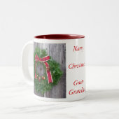 Grote kerstgrootmoeder tweekleurige koffiemok (Voorkant links)