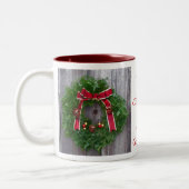 Grote kerstgrootmoeder tweekleurige koffiemok (Links)