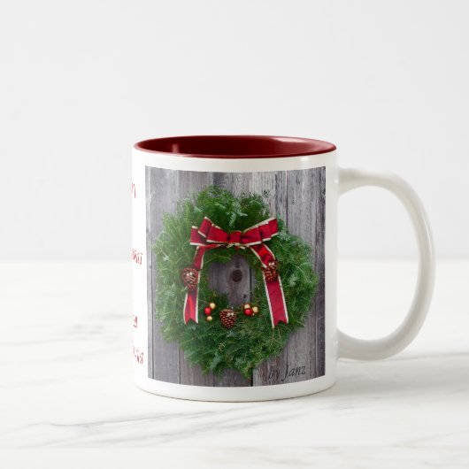 Grote kerstgrootmoeder tweekleurige koffiemok (Rechts)