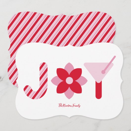 Grote Kerstkaart Rood en Roze Kaart (Voorkant / Achterkant)