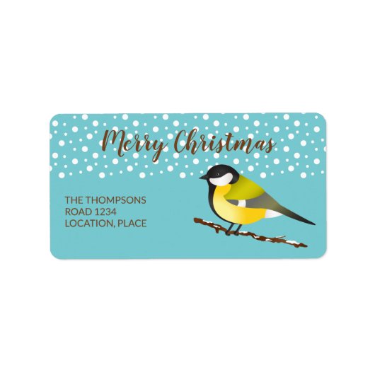 Grote kerstkerst met Parus Major  Etiket (Voorkant)