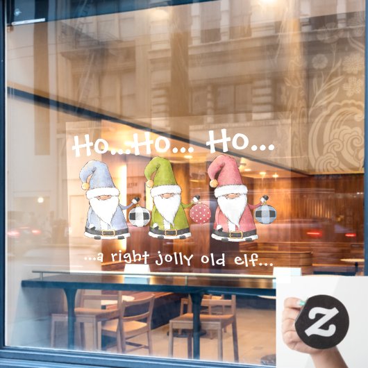 Grote kerstkleppen/gnomen met Ornamenten Raamsticker (Cafe Raam)