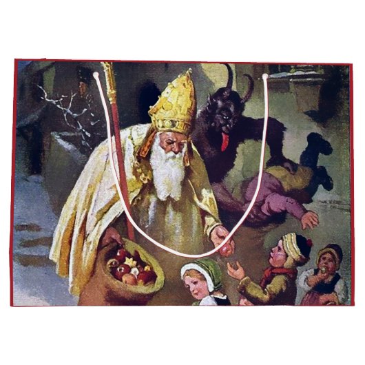Grote kerstkrampus Gift Bag Groot Cadeauzakje (Achterkant)