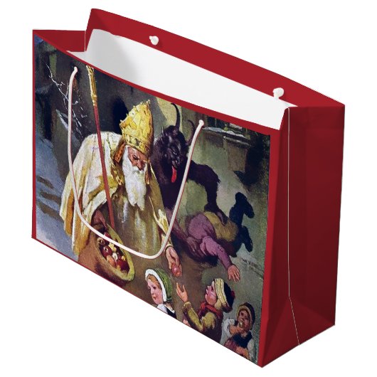 Grote kerstkrampus Gift Bag Groot Cadeauzakje (Voorkant Gekanteld)