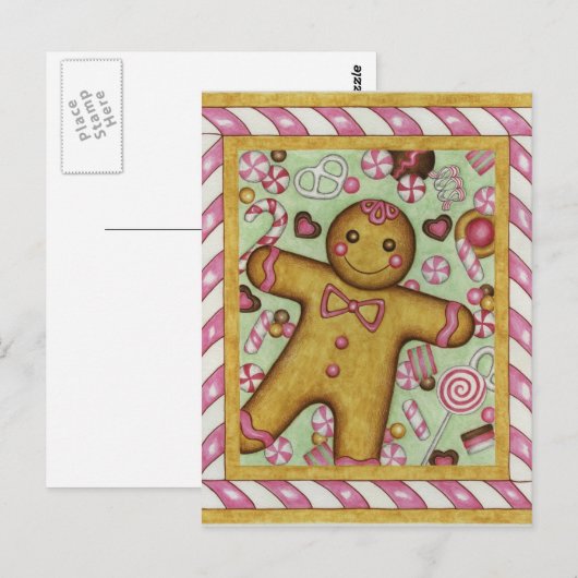 Grote kerstkrans ansichtkaart briefkaart (Voorkant / Achterkant)
