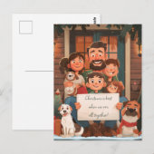 Grote Kerstmis Familie en Huisdieren Briefkaart (Voorkant / Achterkant)