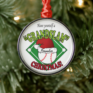 Grote Kerstmis van het Honkbal van de Slag Metalen Ornament