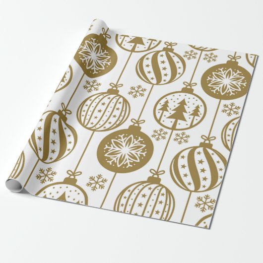 Grote kerstpapier met gouden Ornament Cadeaupapier (Uitgerold)