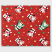 Grote kerstpinguins Cute Childrens Red Cadeaupapier (Vlak)