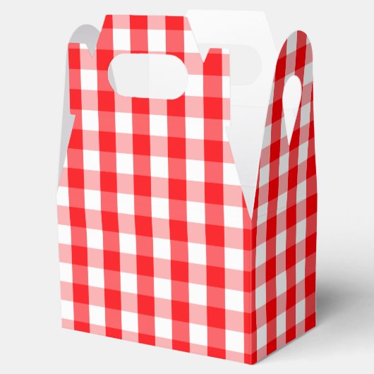 Grote kerstrood en witte gingham Check Pset Bedankdoosjes (Geopend)