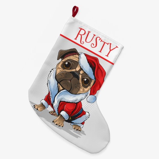 Grote Kerstsok voor Santa Pug (Voorkant (Hangend))