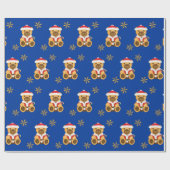 Grote kerstteeddy Bears en gouden glittersterren Cadeaupapier (Vlak)