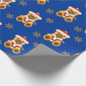 Grote kerstteeddy Bears en gouden glittersterren Cadeaupapier (Hoek)