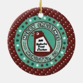 Grote kerstversiering met een kip keramisch ornament (Achterkant)