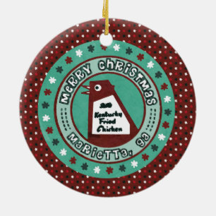 Grote kerstversiering met een kip keramisch ornament