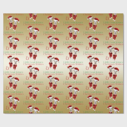 Grote kerstwensen en kleine geitenkisses Gold Cadeaupapier (Vlak)
