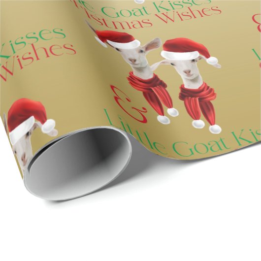 Grote kerstwensen en kleine geitenkisses Gold Cadeaupapier (Rol Hoek)