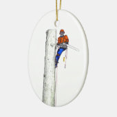 Grote kettingzaag nodig.Arborist Tree chirurg Keramisch Ornament (Links)