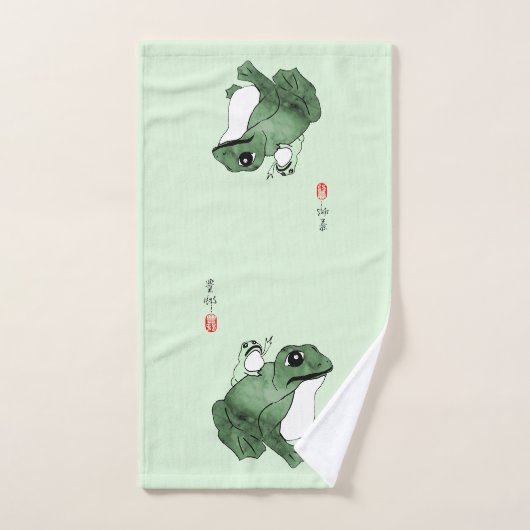 Grote kikker Kleine Japanse kikker Toad 19e eeuw Bad Handdoek (Handdoek)