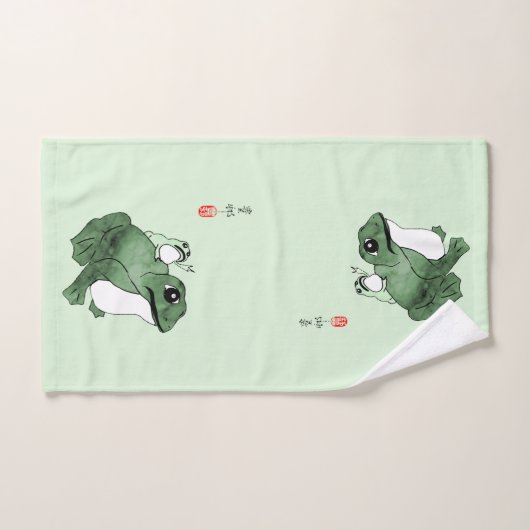 Grote kikker Kleine Japanse kikker Toad 19e eeuw Bad Handdoek (Handdoek)