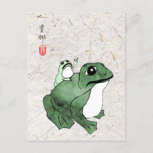 Grote kikker Kleine Japanse kikker Toad 19e eeuw Briefkaart